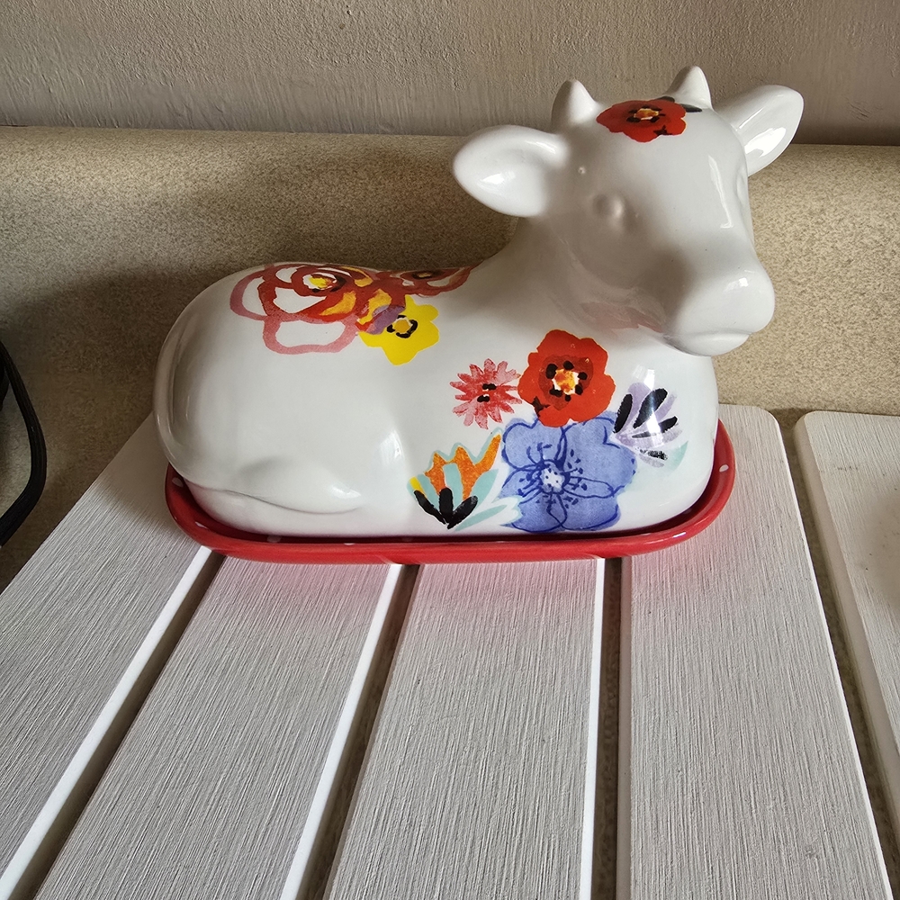Floral Cow Butter Dish